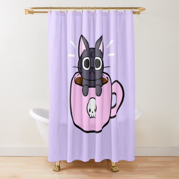 Pastel Coffee Cat Shower Curtain