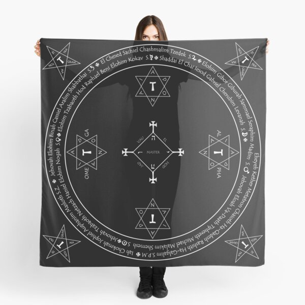 Classic Magic Goetia Circle. White on Black version. Scarf