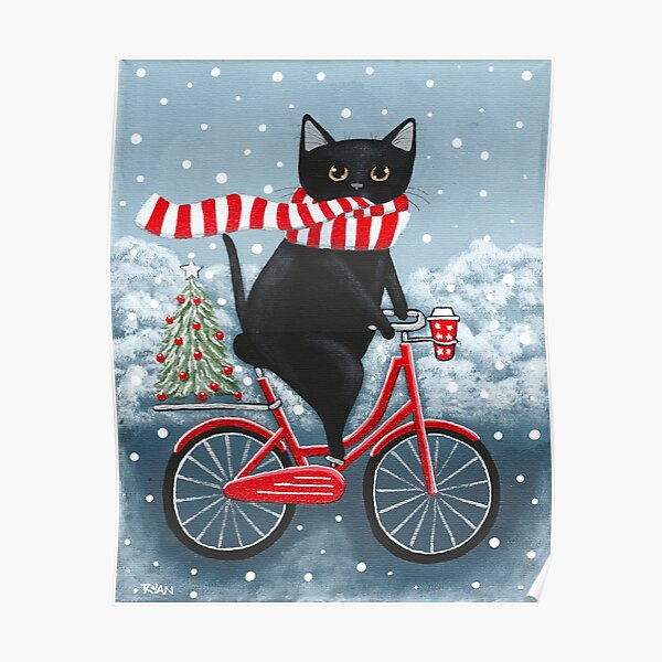 Black Cat Winter Bicycle Ride Poster