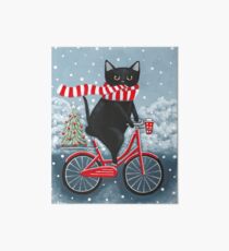 Black Cat Winter Bicycle Ride Art Board