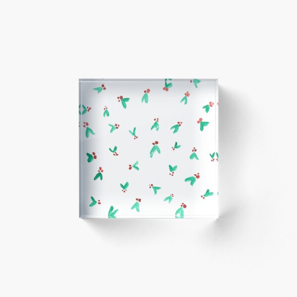 Mini Holly Watercolor Pattern Acrylic Block
