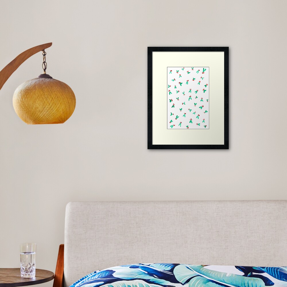 Mini Holly Watercolor Pattern Framed Art Print