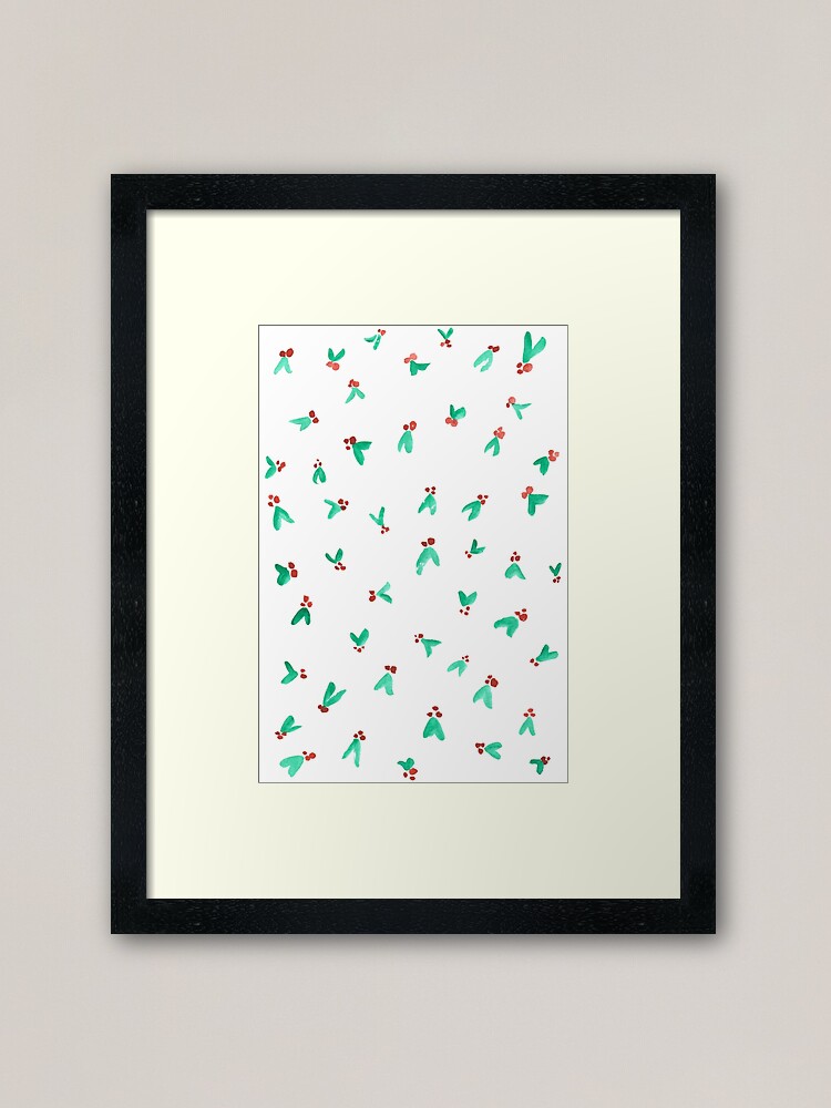 Alternate view of Mini Holly Watercolor Pattern Framed Art Print