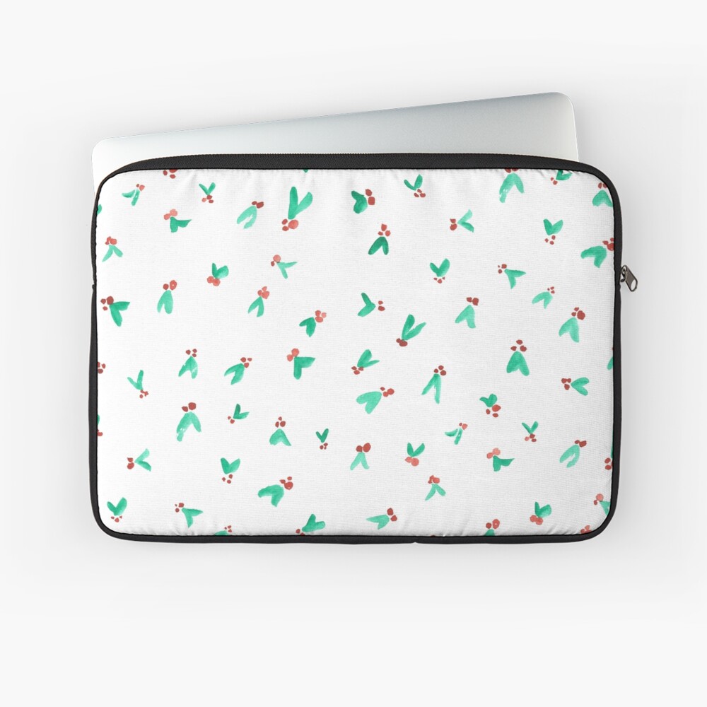 Mini Holly Watercolor Pattern Laptop Sleeve
