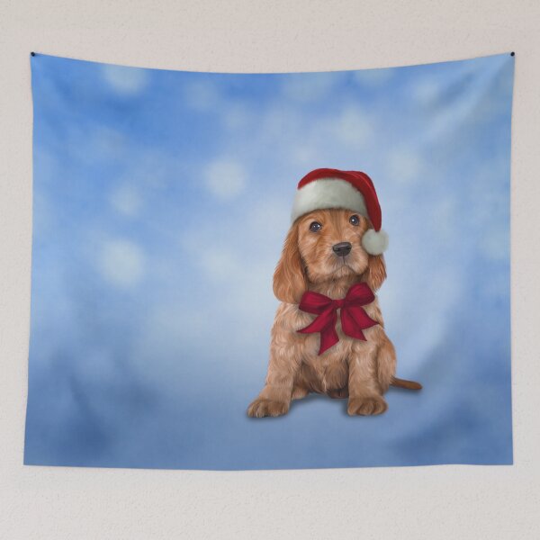 Item preview, English Cocker Spaniel in red hat of Santa Claus designed and sold by bonidog.