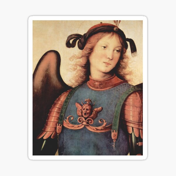 Vintage Pietro Perugino Portrait of ArchAngel Michael 1500 Sticker