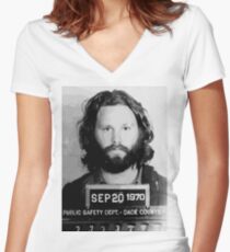 Jim Morrison Mugshot fan art by Nicheprintsnyc Women's Fitted V-Neck T-Shirt