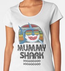 Mummy Shark Retro - Für leichten Druck Premium Rundhals-Shirt