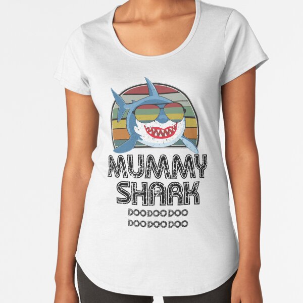 Mummy Shark Retro - For Light Print Premium Scoop T-Shirt