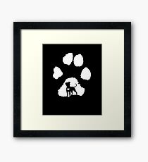 Pitbull Lover Paw Print White Minimalist Framed Print