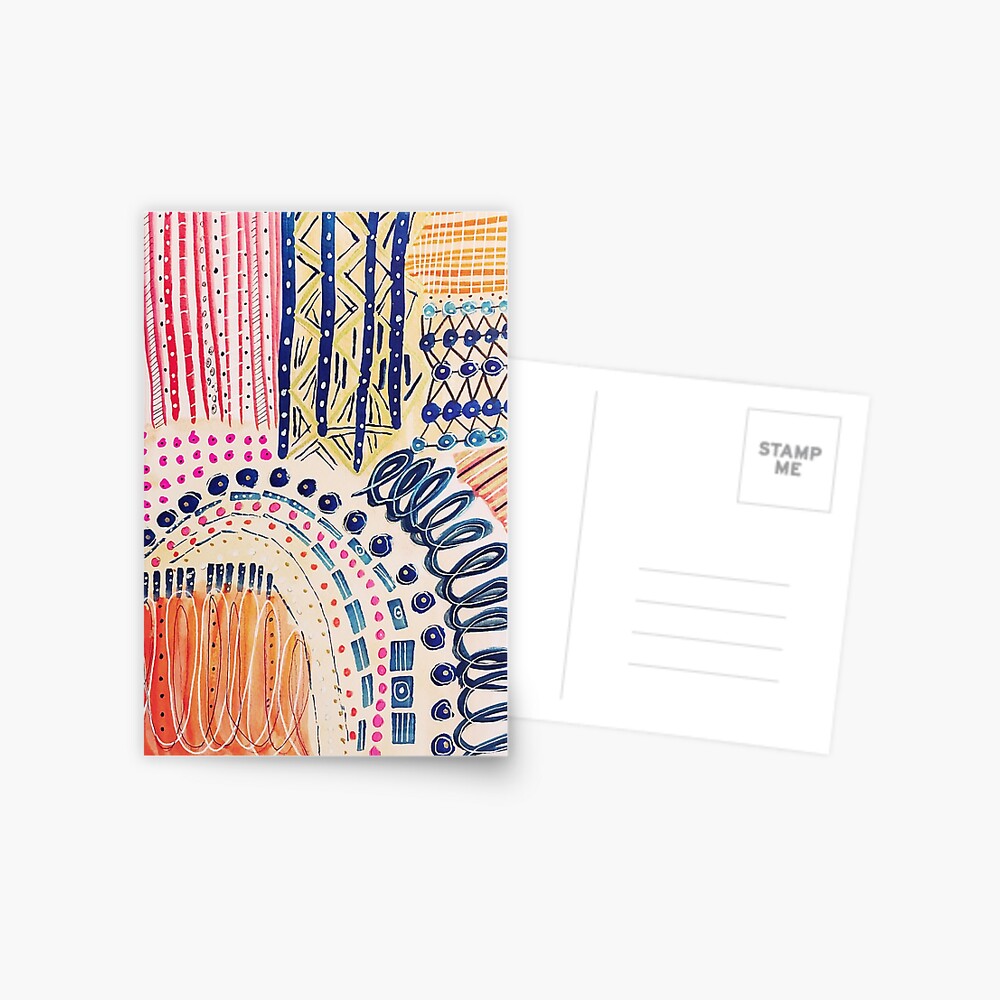 Shakti Abstract Hand Painted Design Postcard