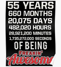 55th Birthday Shirt | Birthday Countdown | Of Being Awesome Poster