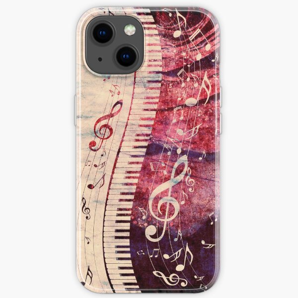 Piano Keyboard with Music Notes Grunge iPhone Soft Case