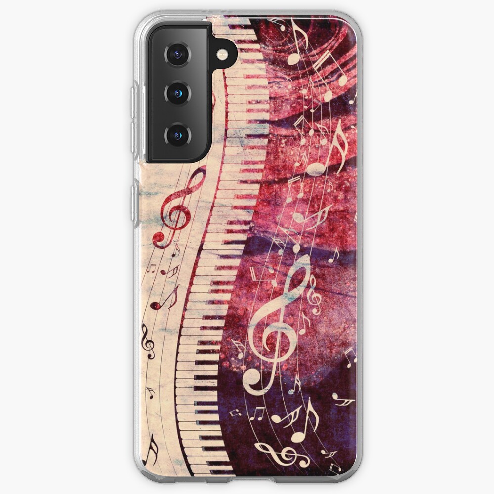 Piano Keyboard with Music Notes Grunge Samsung Galaxy Phone Case
