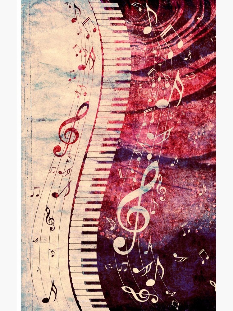 Piano Keyboard with Music Notes Grunge by AnnArtshock
