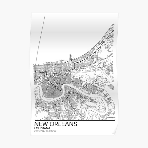 New Orleans Map Posters Redbubble