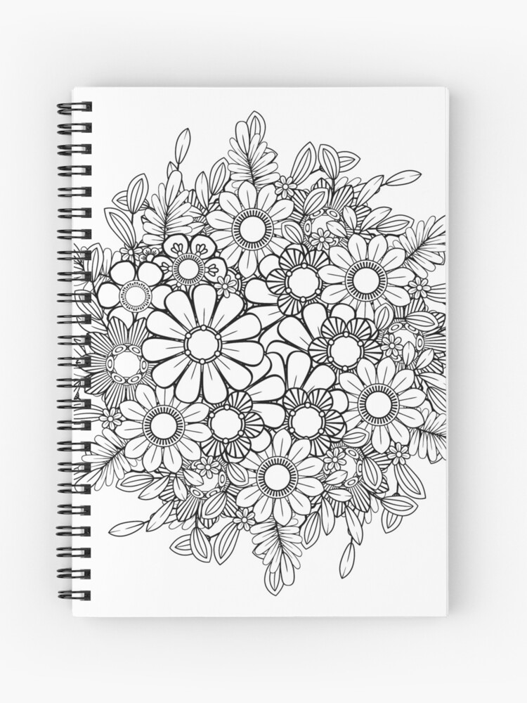 Black and White Floral Bouquet  Spiral Notebook for Sale by Dv