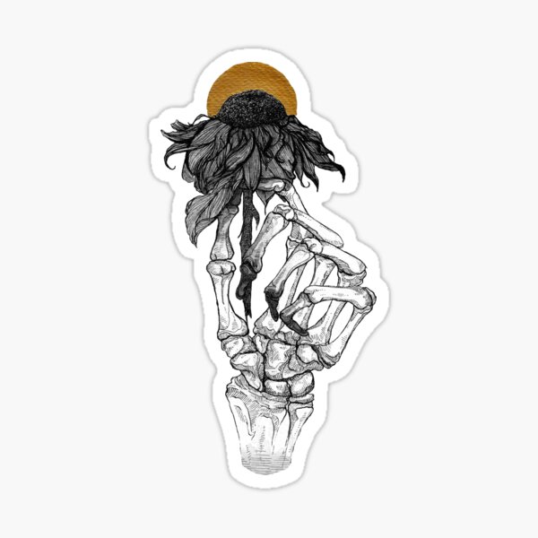 Item preview, Skeleton hand holding flower designed and sold by martasketches.