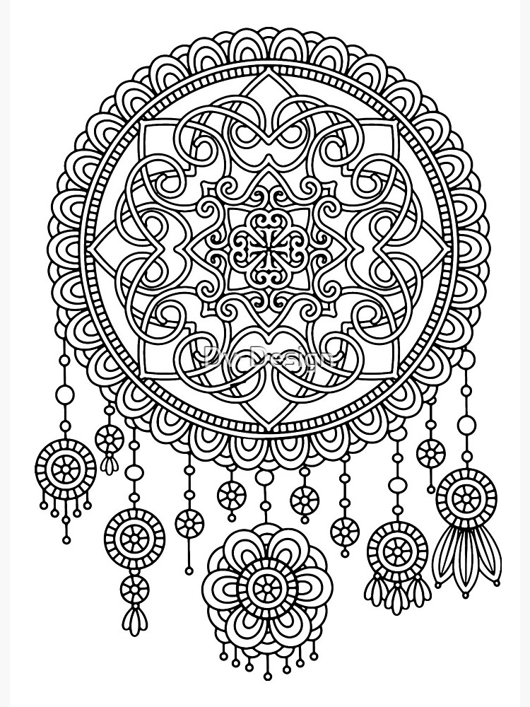 Dream Catcher - Indian Art - Mandala Style #9 (Size A4)