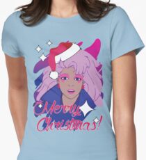 Jem and the Holograms 80s 1980s Cartoon Merry Christmas Greeting Ugly Sweater Women's Fitted T-Shirt