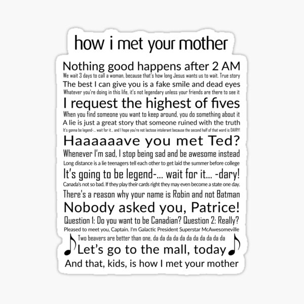 Vista previa del artículo con la obra «Como conocí a tu madre - MEJORES CITAS», diseñado y vendido por PhotoshopDraziw.
