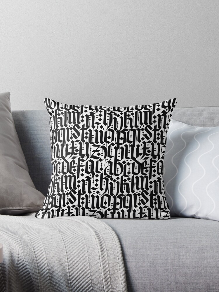 Typography Pattern 3 Old Gothic Calligraphy Design Seamless Throw Pillow By Ohaniki Redbubble