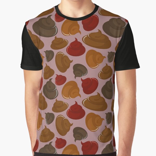 Shit seamless pattern. Brown Graphic T-Shirt