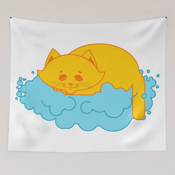 Item preview, cat sleeps on cloud. Soft fluffy pet and cloud designed and sold by Rinoceratos.
