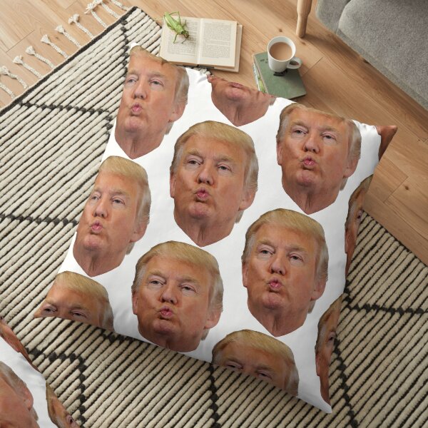 Trump kiss face meme Floor Pillow