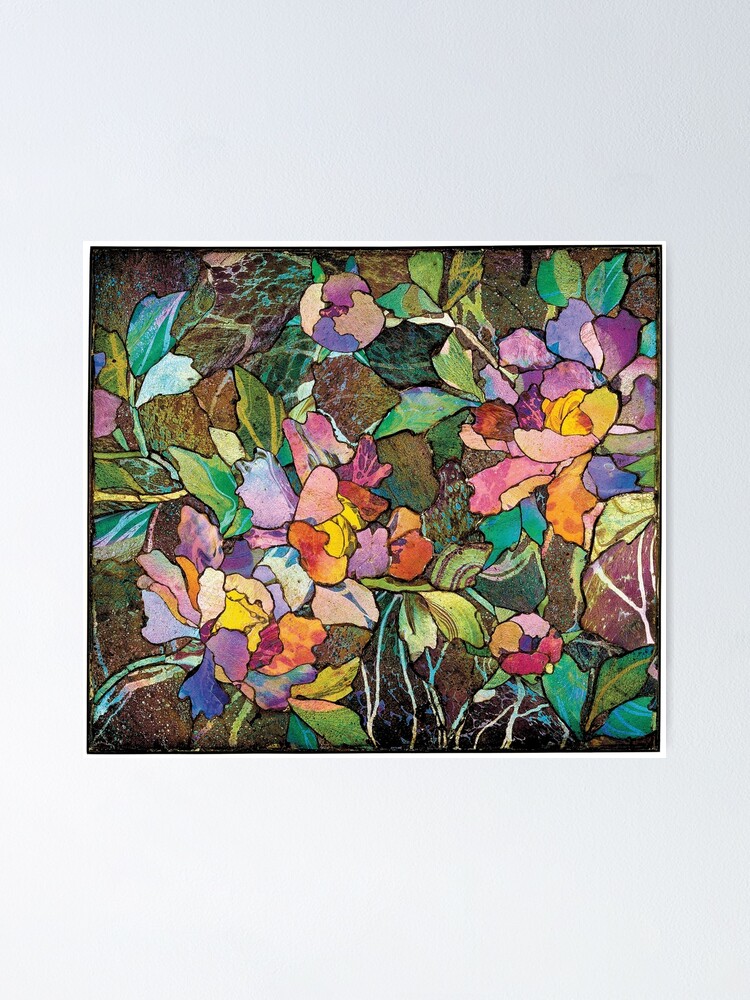 Glass Garden Art Deco Flowers Dream Like World Stained Glass Poster By Bazyartass Redbubble