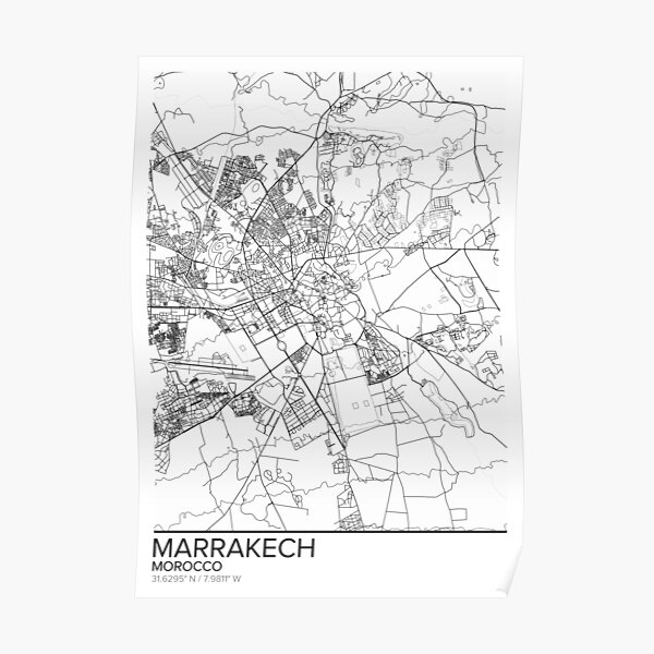 Marrakesch Karte Poster Drucken Wandkunst Marokko Geschenk Zum Ausdrucken Haus Und Kindergarten Moderne Karte Dekor Fur Buro Karte Kunst Karte Geschenke Poster Von Marzzgraphics Redbubble