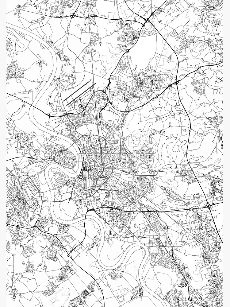 Prints Printable Map City Street Road Map Print D\u00fcsseldorf Germany ...