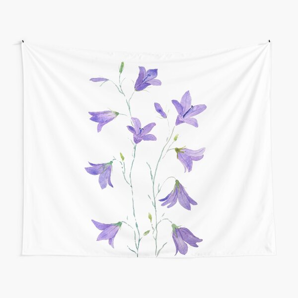 purple harebell wildflower watercolor Tapestry