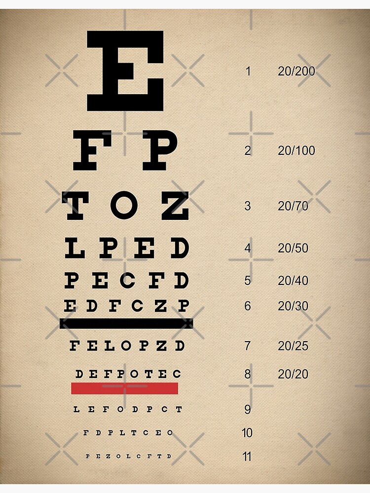 Snellen Chart Optimetric Eyesight Test Greeting Card for Sale by