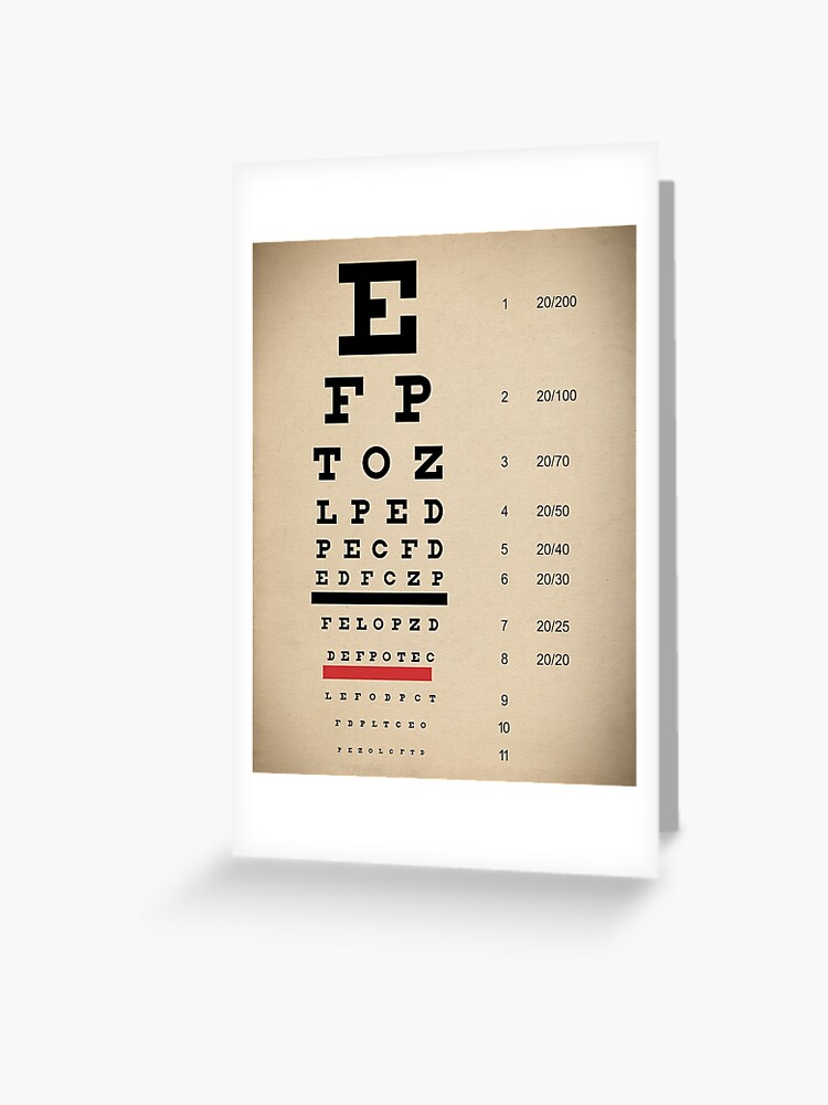 Snellen Chart Optimetric Eyesight Test Greeting Card for Sale by