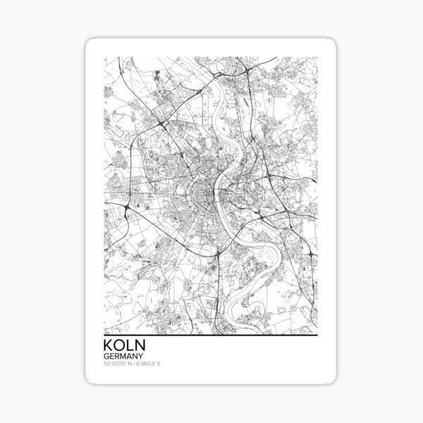 Köln Karte Poster print Wandkunst, Deutschland Geschenk zum ausdrucken, Home und Kindergarten, moderne Karte Dekor für Büro, Map Art, Map Gifts Sticker