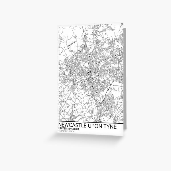 Newcastle-upon-Tyne map poster print wall art, United Kingdom gift printable, Home and Nursery, Modern map decor for office, Map Art, Map Gifts Greeting Card