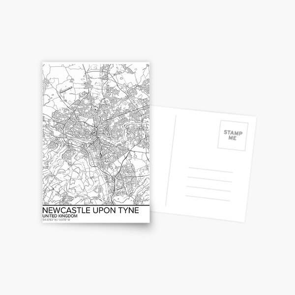 Newcastle-upon-Tyne map poster print wall art, United Kingdom gift printable, Home and Nursery, Modern map decor for office, Map Art, Map Gifts Postcard