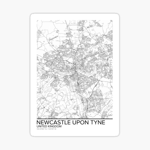 Newcastle-upon-Tyne map poster print wall art, United Kingdom gift printable, Home and Nursery, Modern map decor for office, Map Art, Map Gifts Sticker