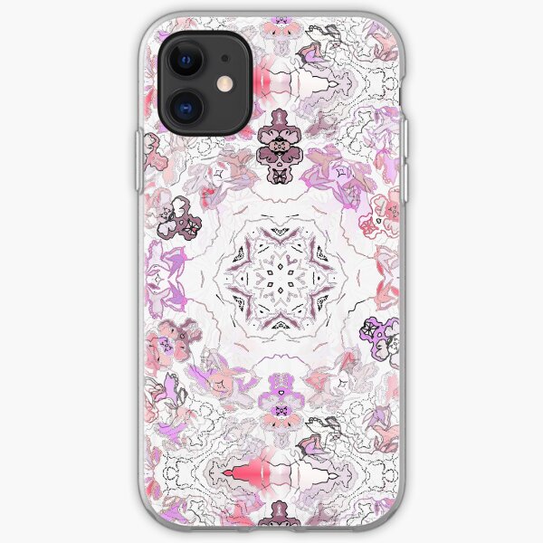 Pink Floral Ties and Circles Design Offering by Green Bee Mee iPhone Soft Case