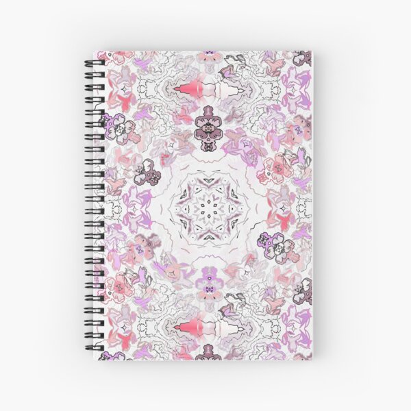 Pink Floral Ties and Circles Design Offering by Green Bee Mee Spiral Notebook