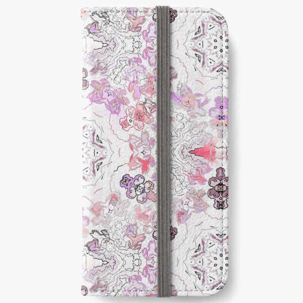 Pink Floral Ties and Circles Design Offering by Green Bee Mee iPhone Wallet