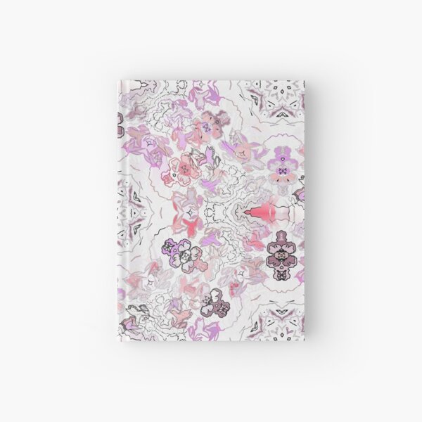 Pink Floral Ties and Circles Design Offering by Green Bee Mee Hardcover Journal