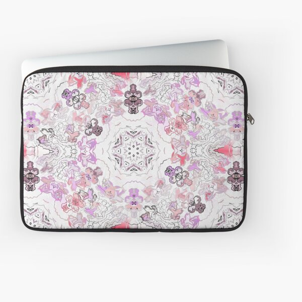 Pink Floral Ties and Circles Design Offering by Green Bee Mee Laptop Sleeve