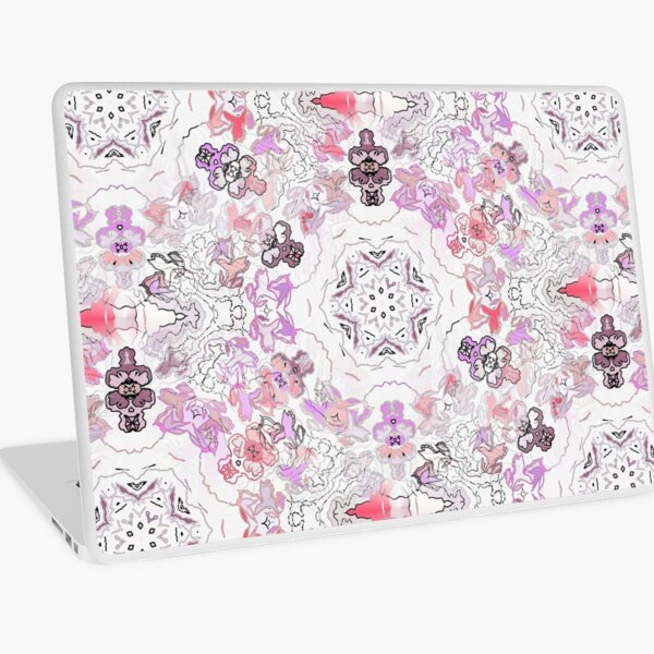 Pink Floral Ties and Circles Design Offering by Green Bee Mee Laptop Skin