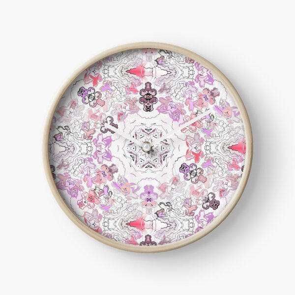 Pink Floral Ties and Circles Design Offering by Green Bee Mee Clock