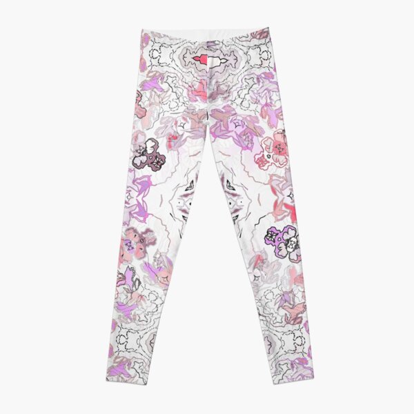 Pink Floral Ties and Circles Design Offering by Green Bee Mee Leggings
