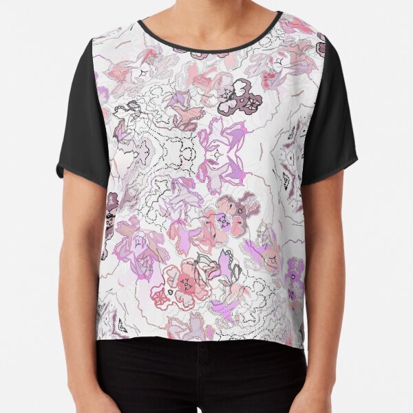 Pink Floral Ties and Circles Design Offering by Green Bee Mee Chiffon Top