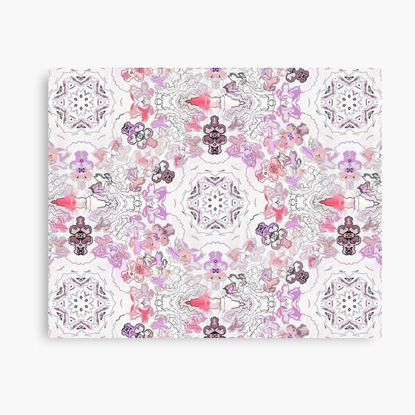 Pink Floral Ties and Circles Design Offering by Green Bee Mee Canvas Print