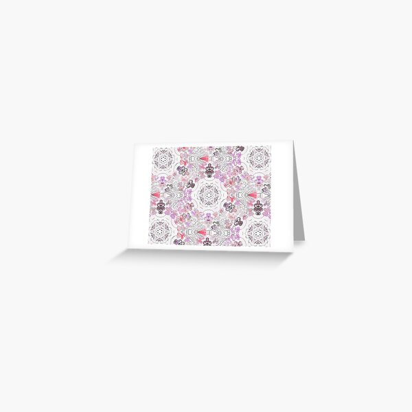 Pink Floral Ties and Circles Design Offering by Green Bee Mee Greeting Card